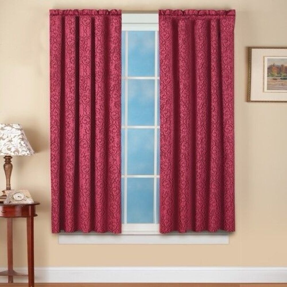 Collections Etc Scroll Insulated Sheen Curtain Panel, Single Panel 50X63